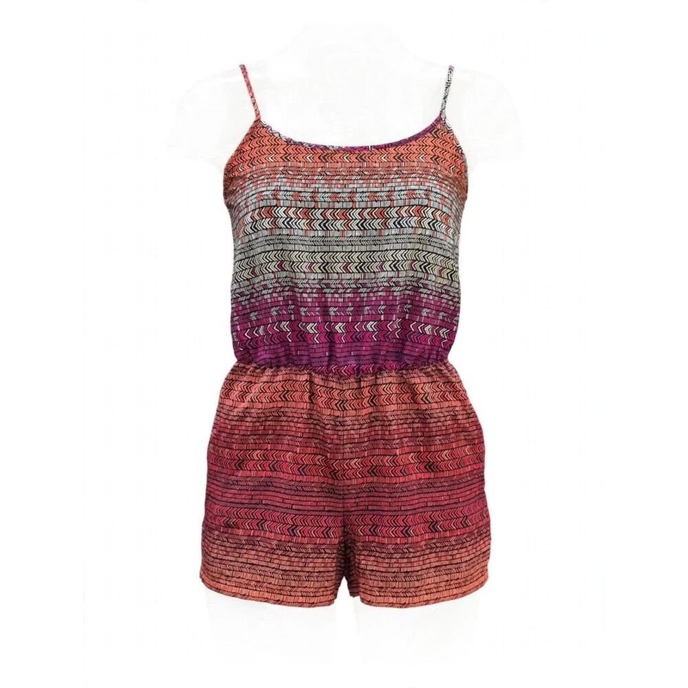 Maurices Multicolor Orange Pink Striped Sleeveless Romper M